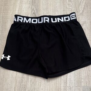 Under Armour girls Black Athletic Logo Waistband Shorts
